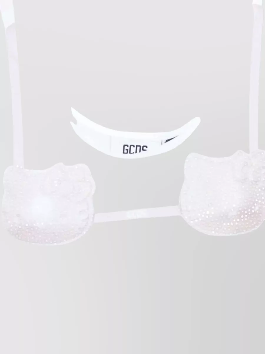 Gcds Cotton Crystal-Embellished Sleeveless Cropped Top