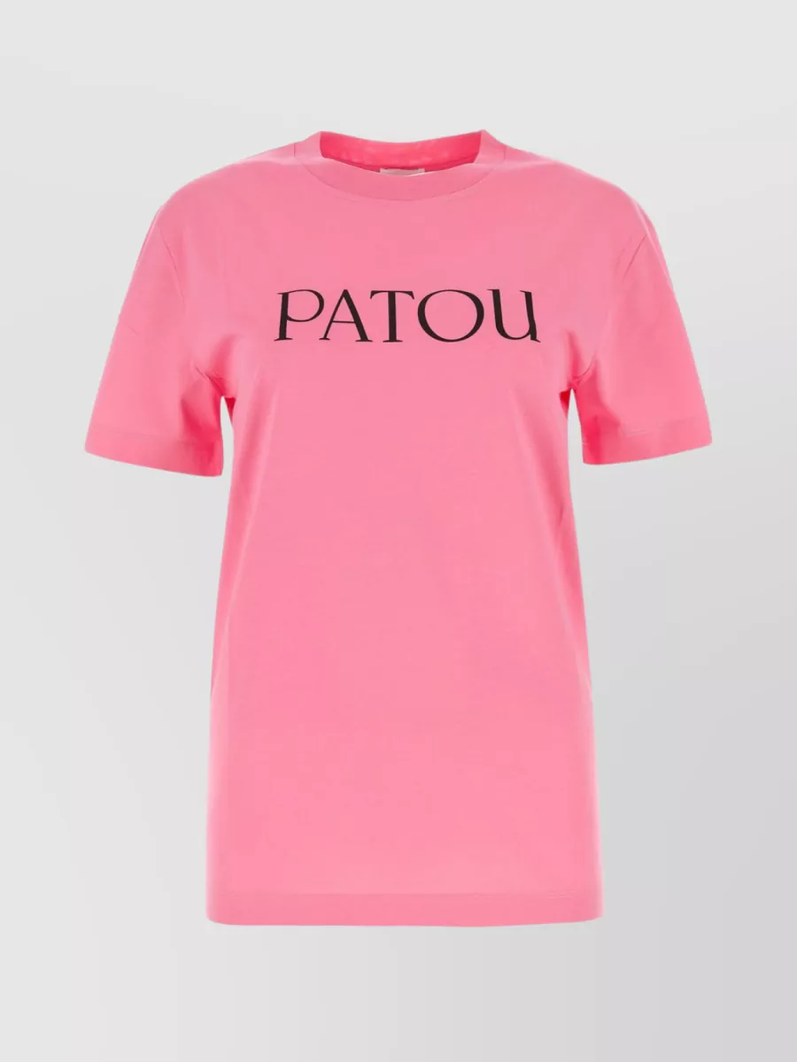 Shop Patou Cotton Ribbed Crew-neck Short Sleeve T-shirt In Pink
