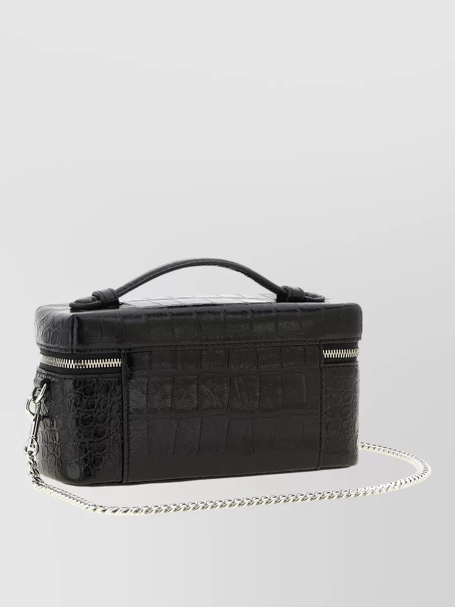 Tory Burch Na Lamb Leather Crocodile-Embossed Clutch Bag
