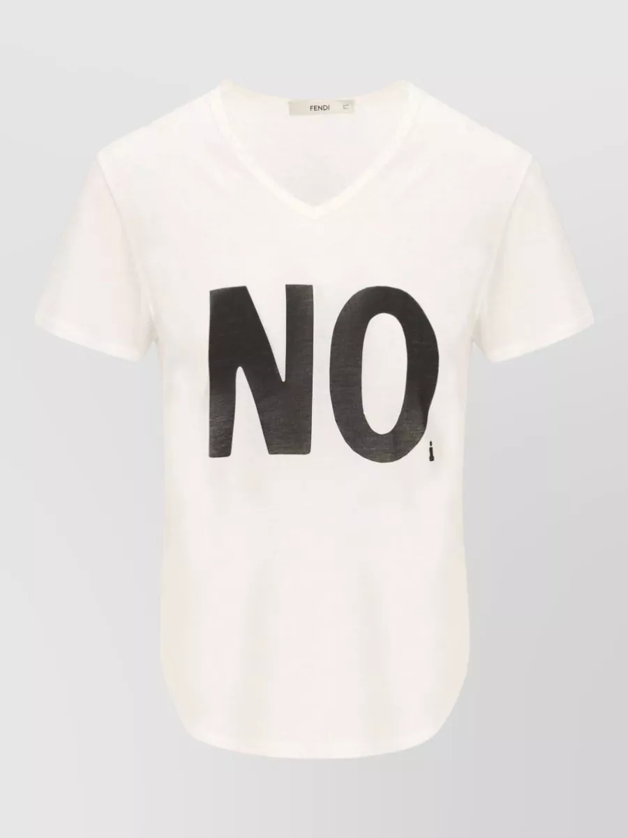 Fendi cotton v-neck short-sleeve logo-print t-shirt