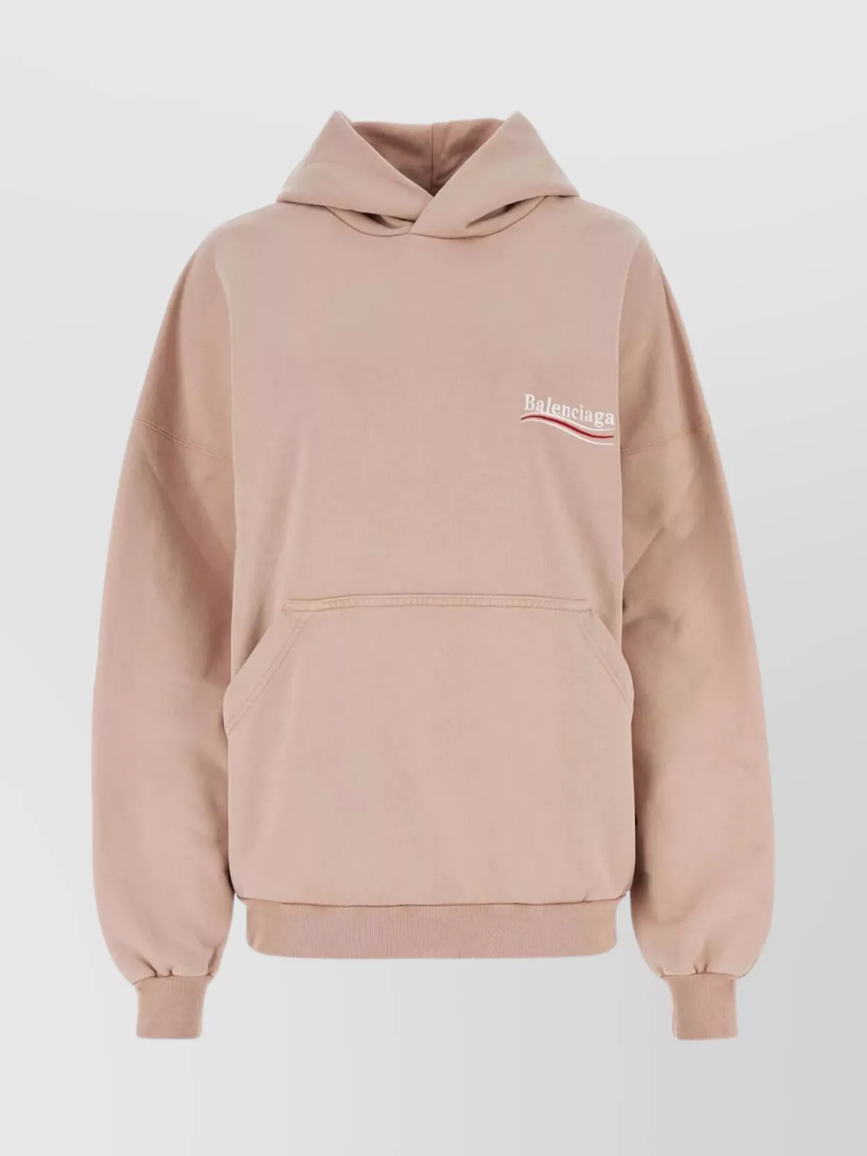Shop Balenciaga Cotton Hooded Sweatshirt With Pouch Pocket In Pink