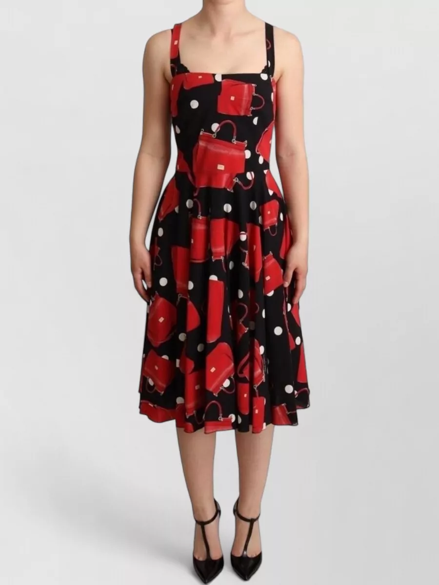 Dolce&Gabbana Silk printed sleeveless square-neck midi dress