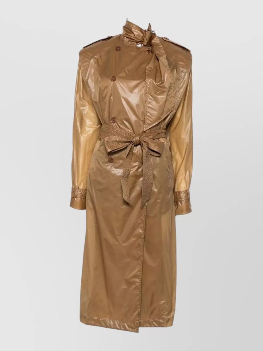 Saint Laurent Translucent belted double-breasted midi trench coat
