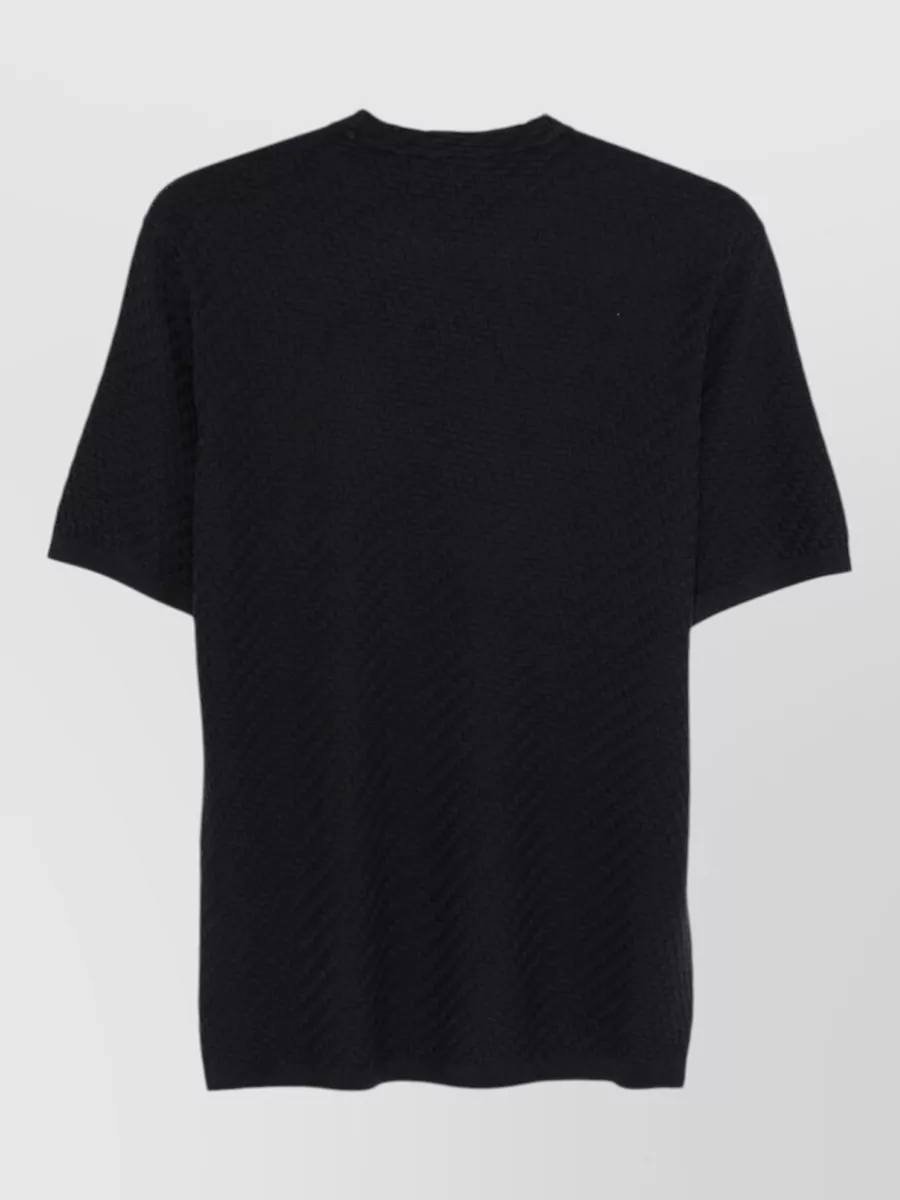 Emporio Armani Textured Knit Short-Sleeve Crew-Neck Jumper