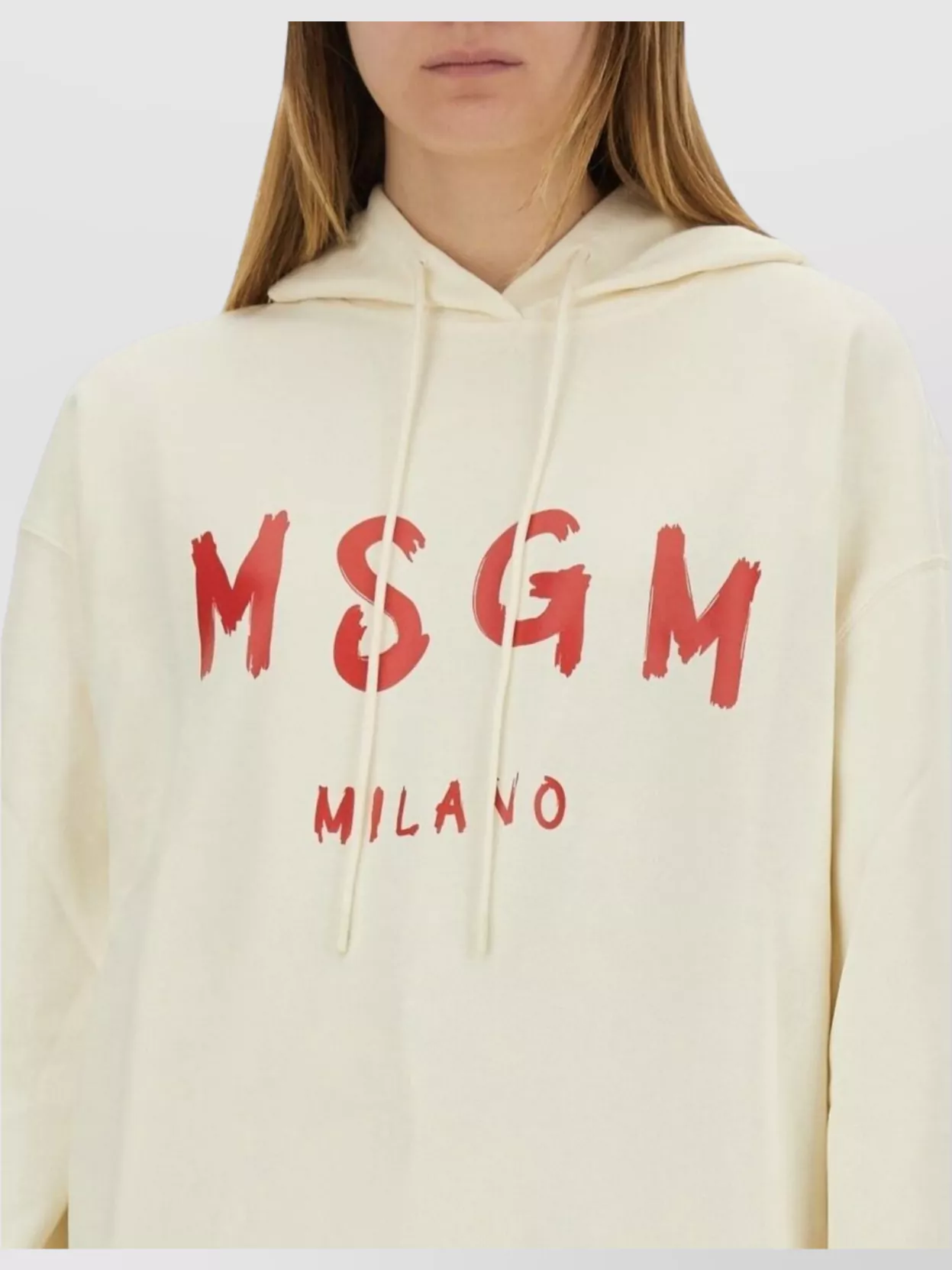 Msgm Brushed Logo Hoodie Ribbed Finish