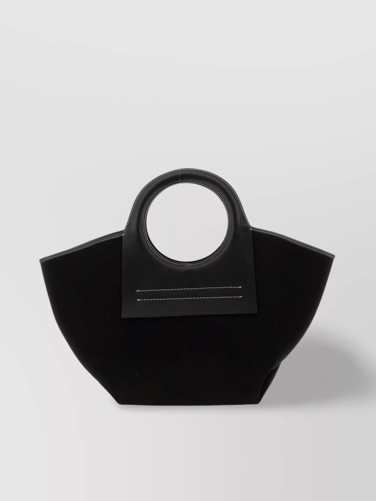 Hereu Small Circular Handle Bag With Contrast Stitching
