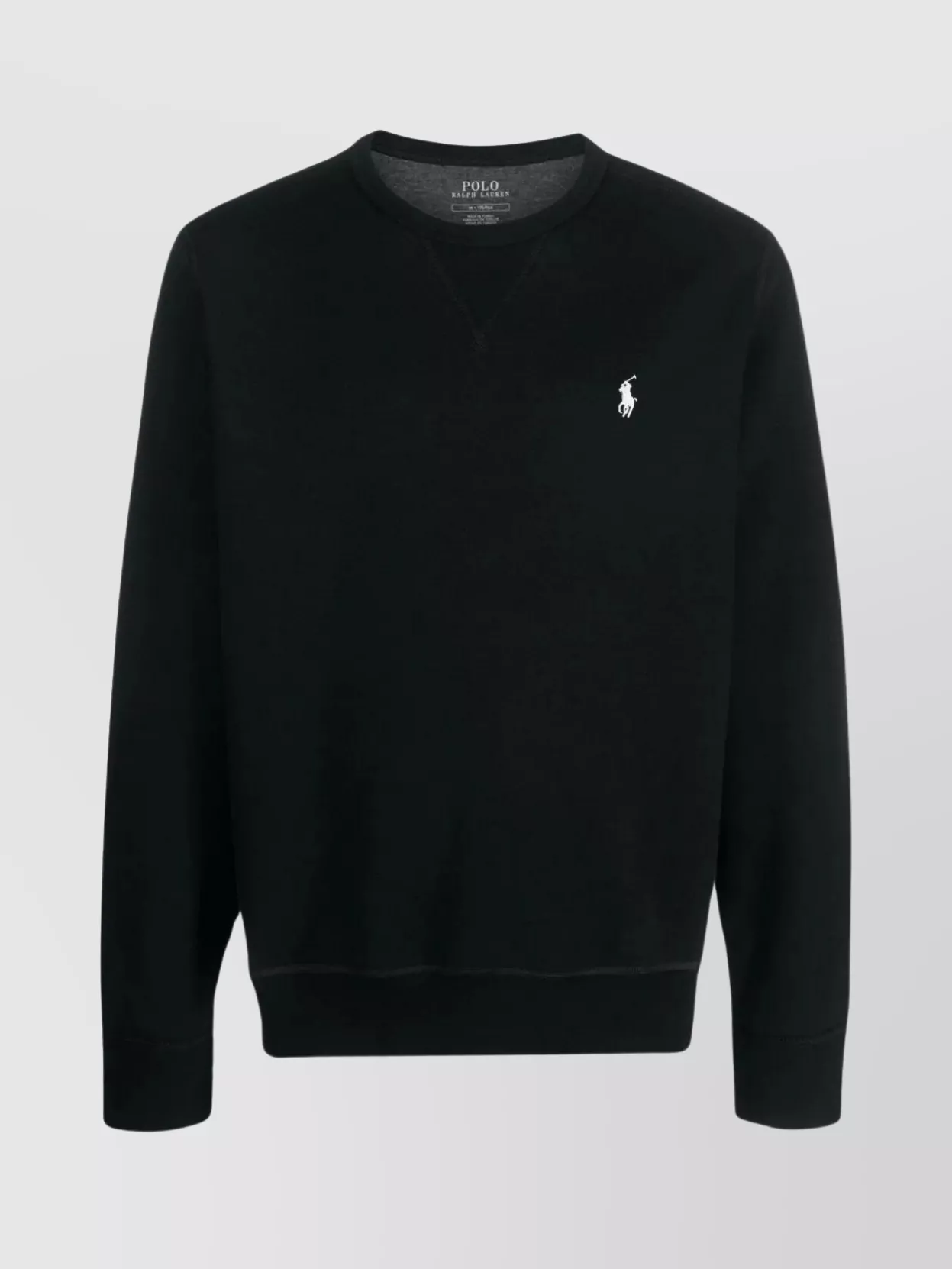 Shop Polo Ralph Lauren Ribbed Crewneck Double-knit Pullover In Black