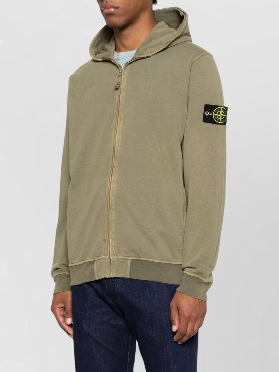 Stone Island Cotton Hooded Zip Sweatshirt