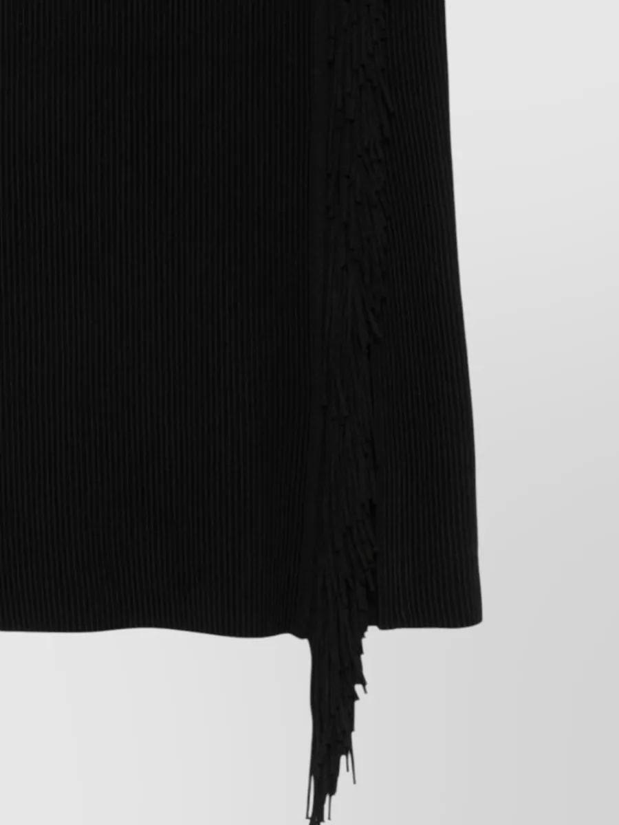 Emporio Armani Ribbed Knit Fringed Slim-Fit Midi Skirt
