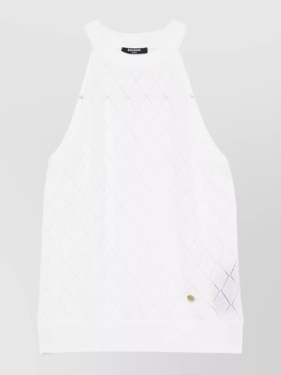 Balmain wool sleeveless knitted top