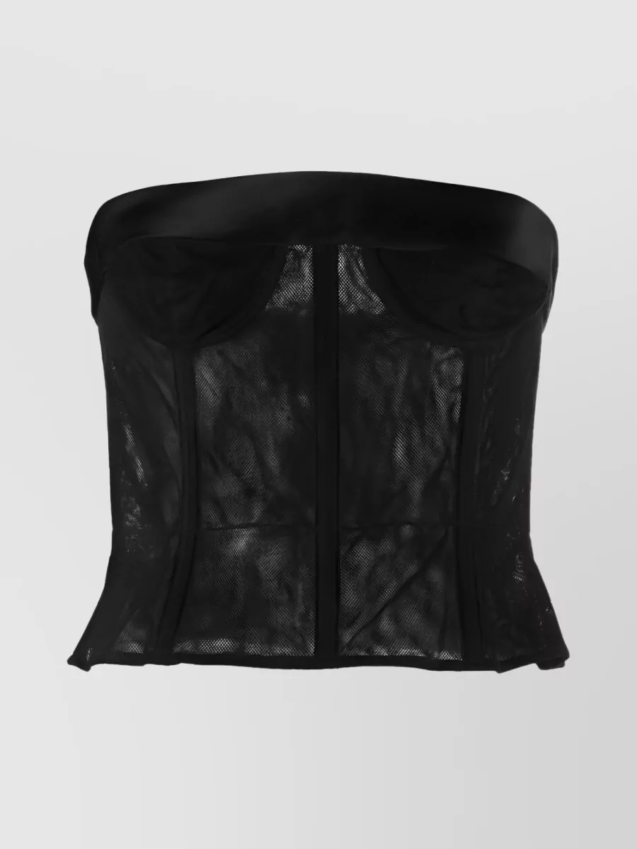 Shop Maison Margiela Sheer Panel Cropped Top In Black