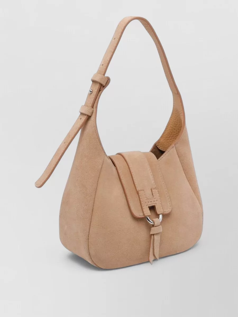 Hogan Leather Hobo Shoulder Bag Adjustable Strap