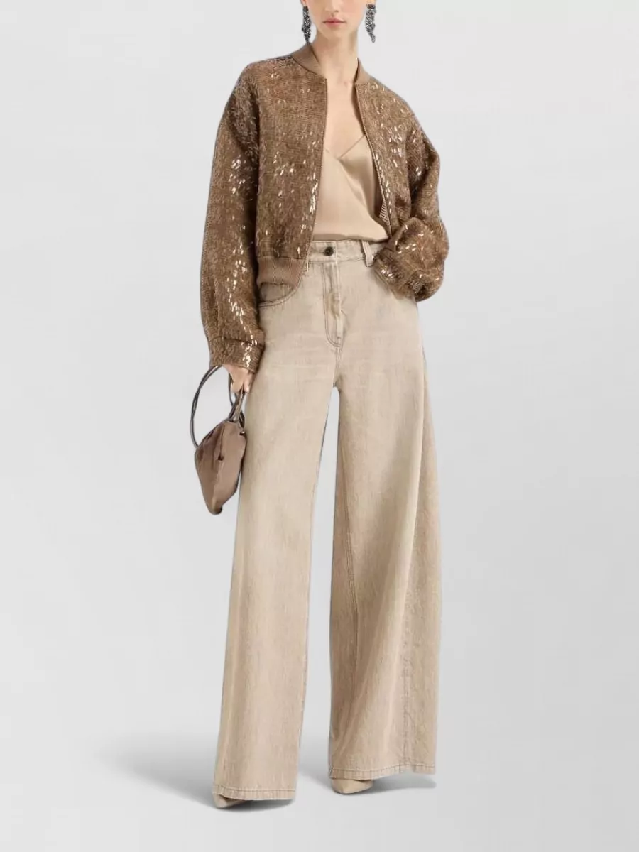 Brunello Cucinelli Silk Sequin Bomber Jacket