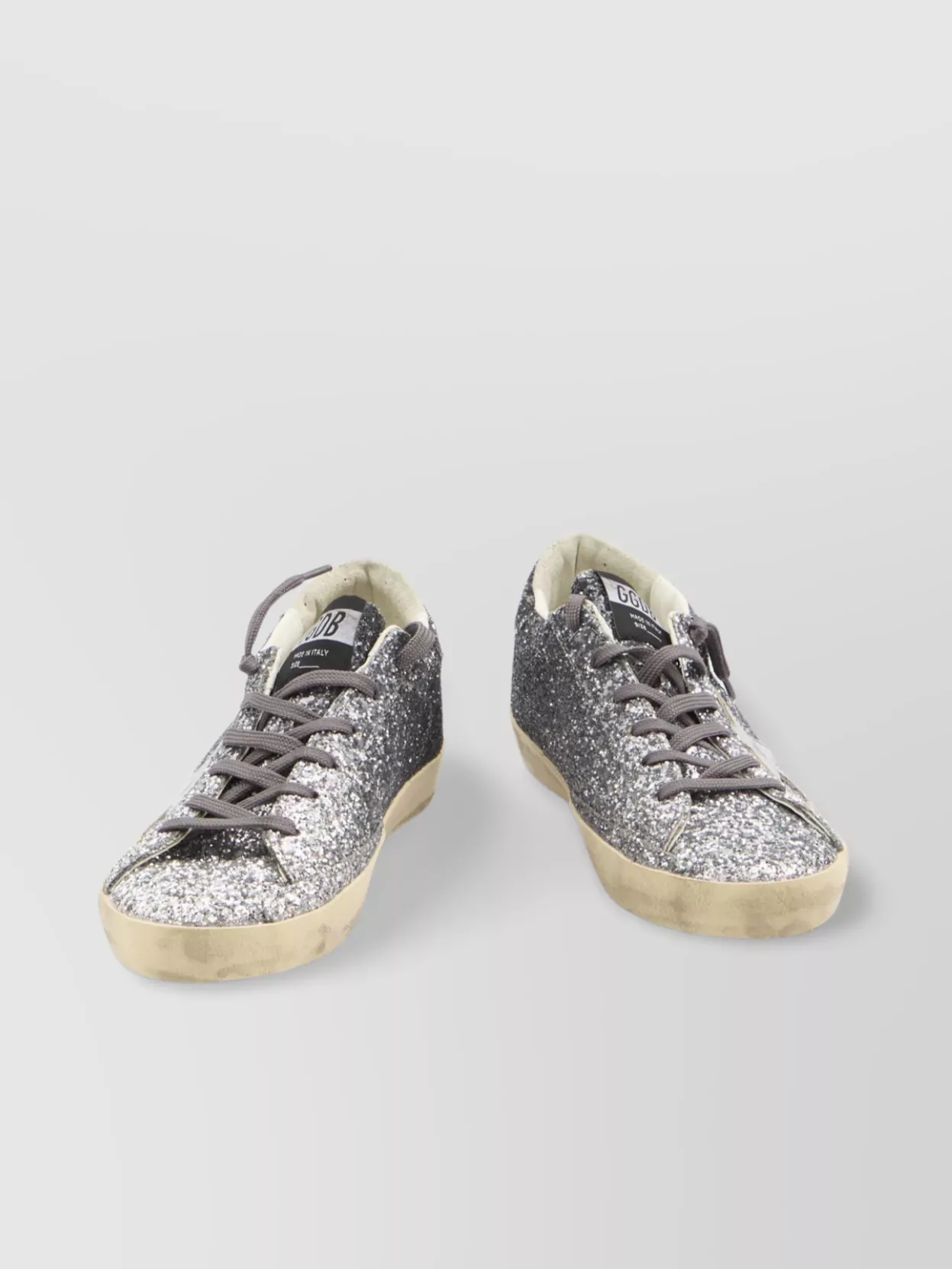 Golden Goose Super-star Classic With List Glitter Upper Toe Tongue And Heel Laminated Star Sneakers Grey In Gray