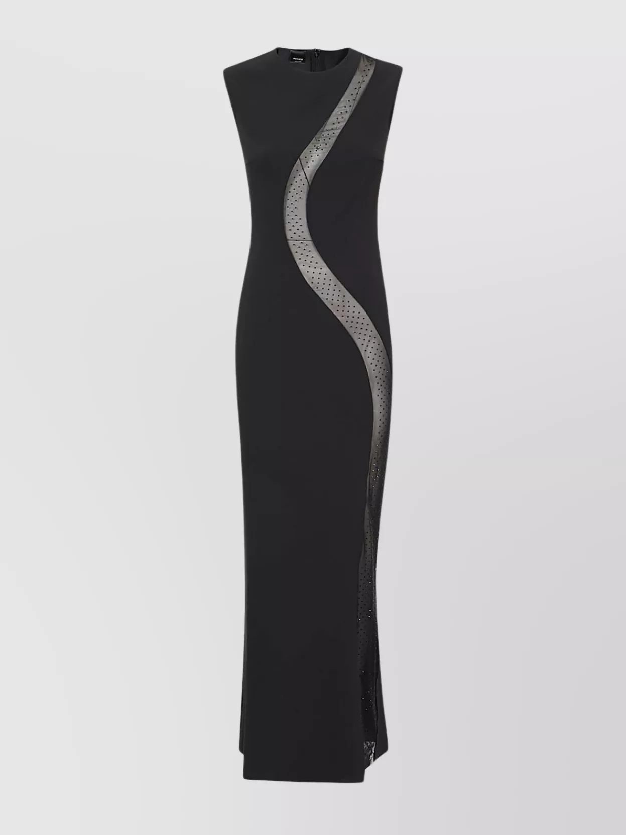 Shop Pinko Sleeveless Floor Length Dress With Embellished Contrast Panels In Black