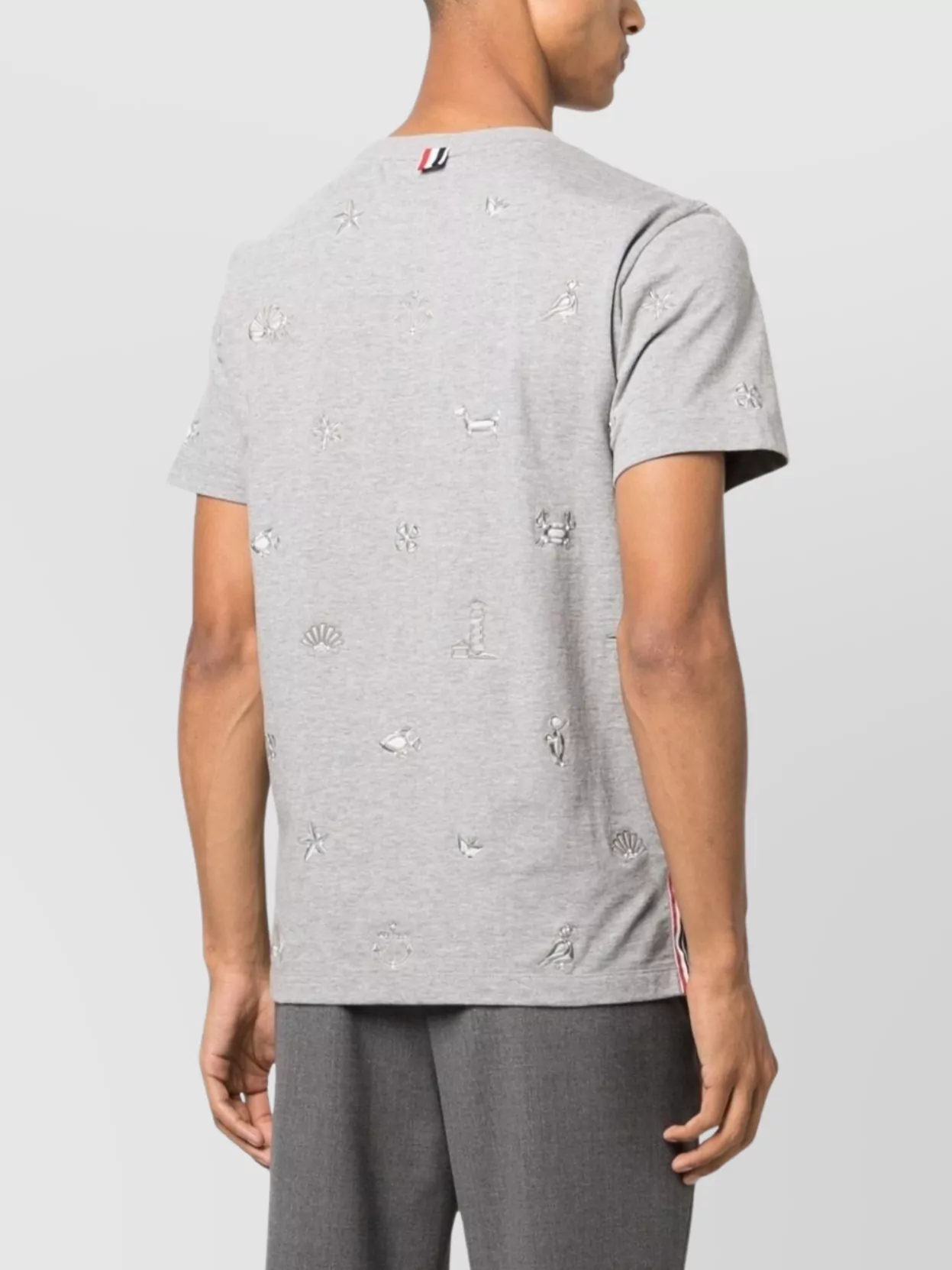 Thom Browne All-Over Embroidered Crew Neck T-Shirt