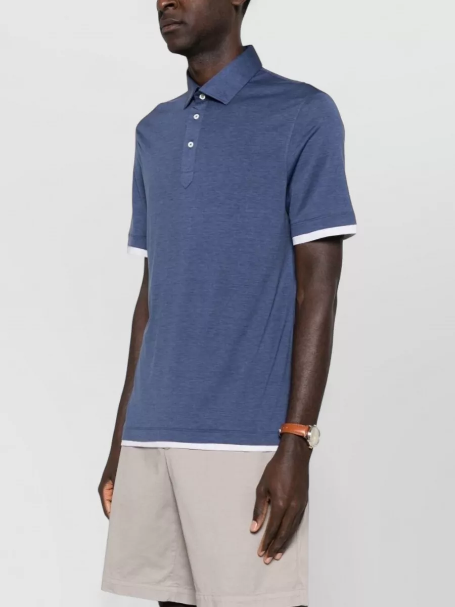 Brunello Cucinelli Cotton Silk Blend Polo Shirt