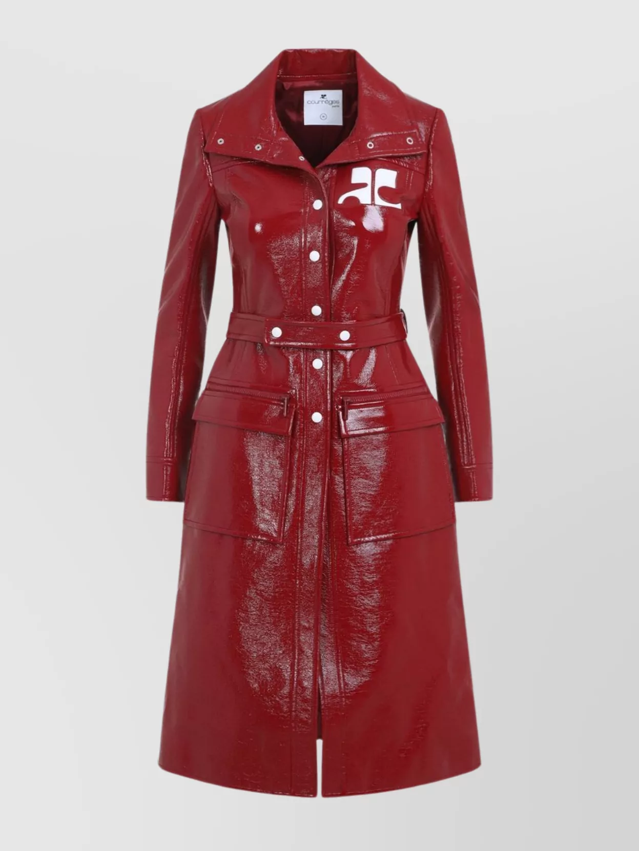 Shop Courrèges Tonal Belt Belted Trench Coat