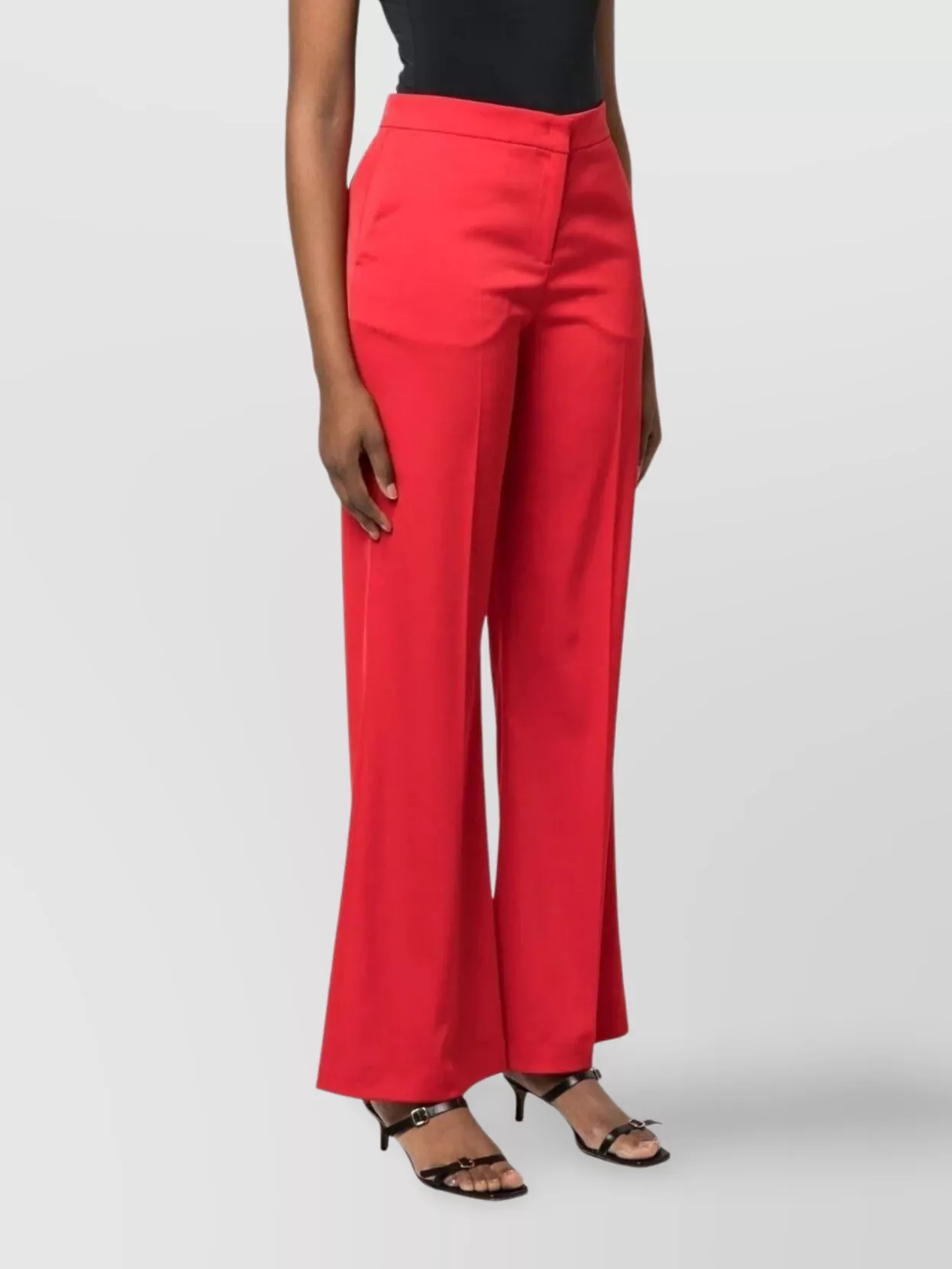 Pinko Tailored Wide-leg High-waisted Trousers In Red
