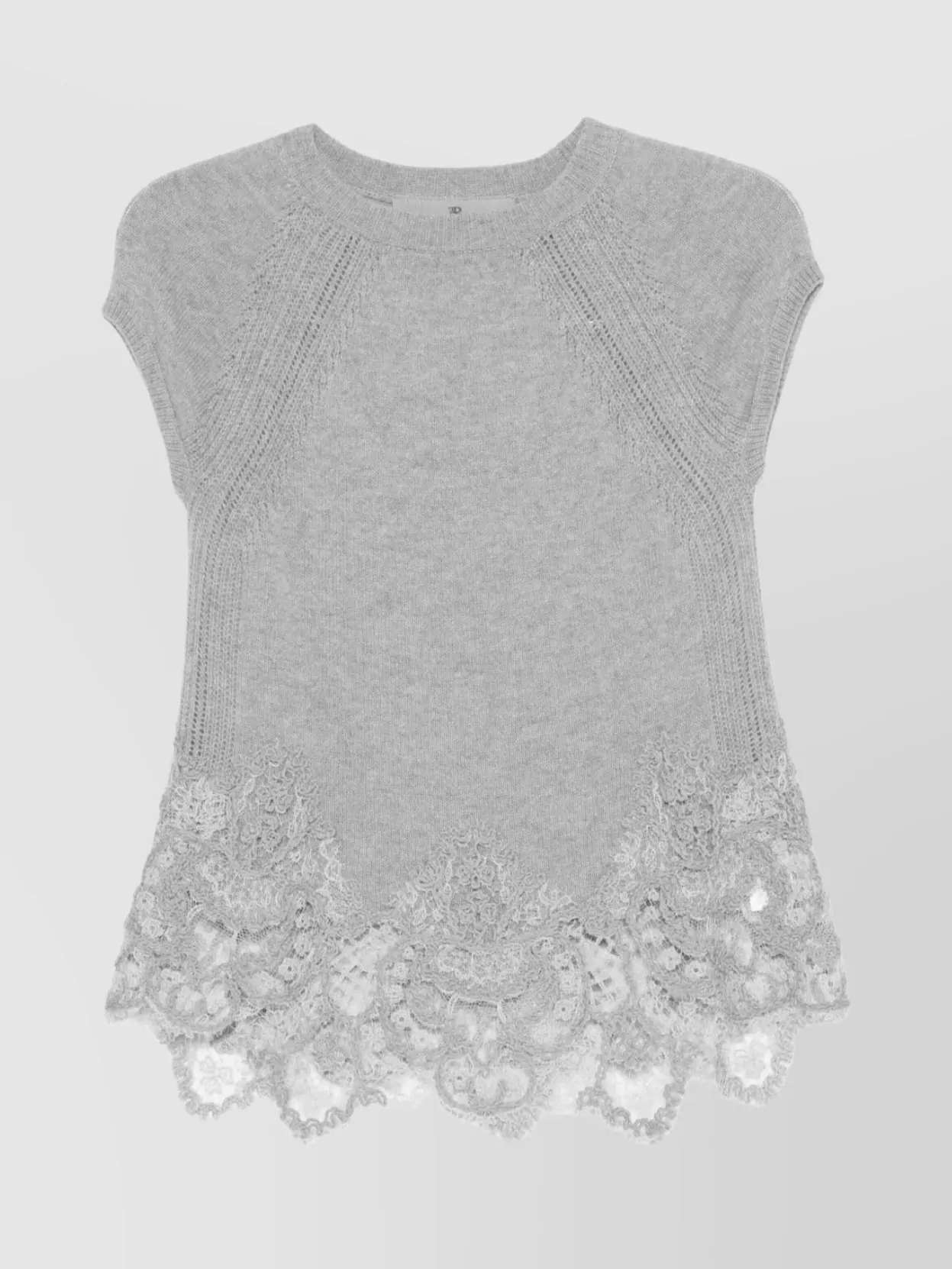 Ermanno Scervino Cashmere Lace Top Cap Sleeves In Gray