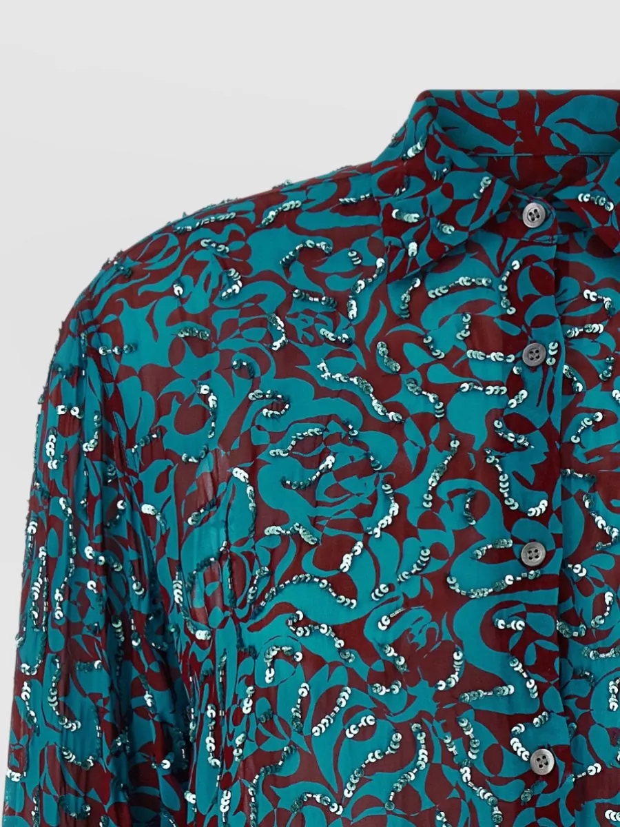Dries Van Noten Clavelly Shirt All Over Print Collar