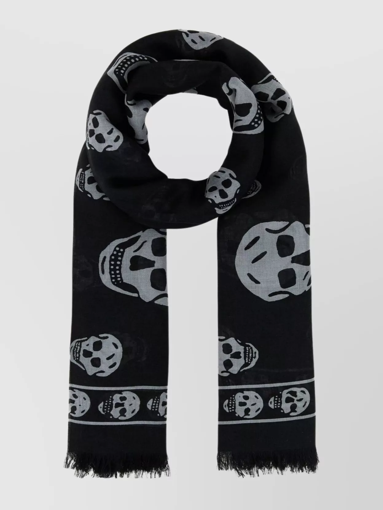 Shop Alexander Mcqueen Skull Print Modal Blend Scarf In Black