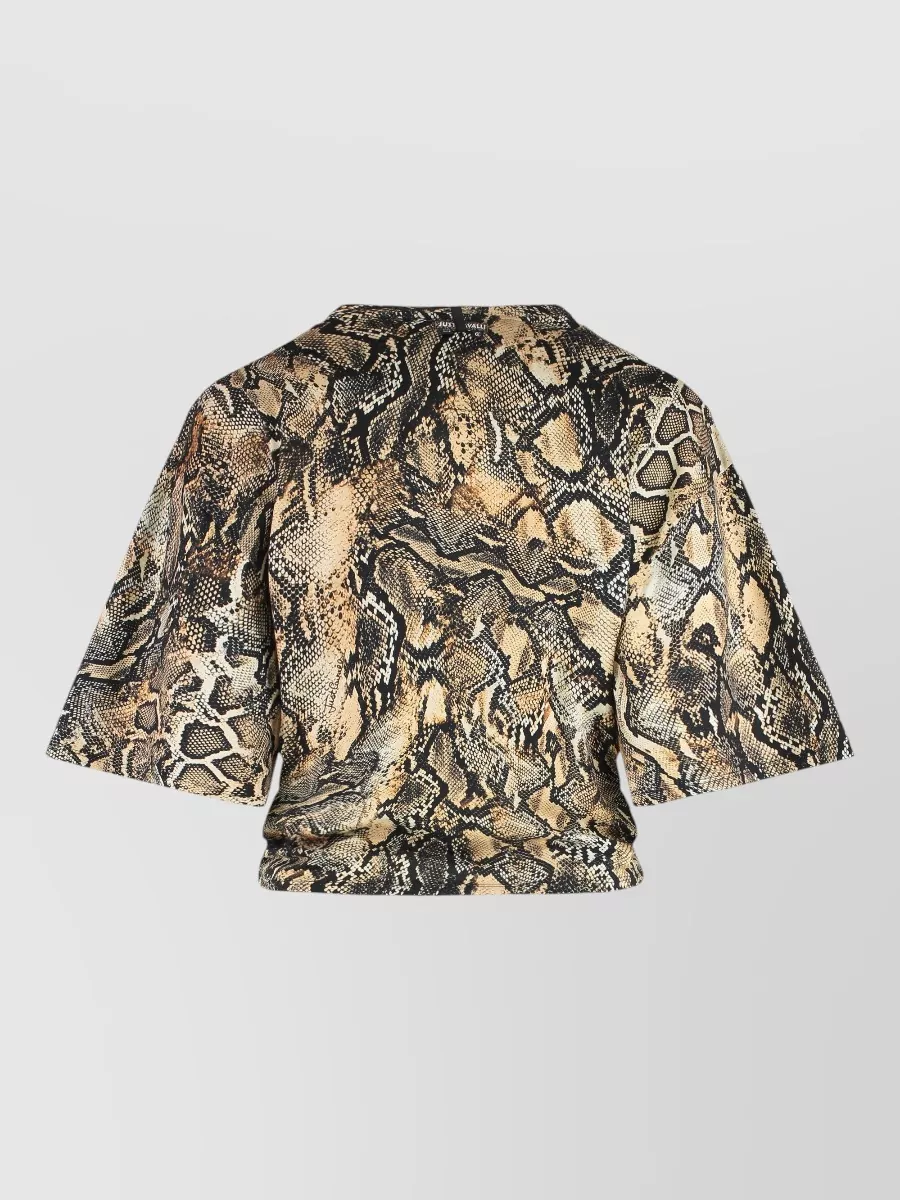 Just Cavalli Printed Cotton T-shirt Knot Detail In Multi