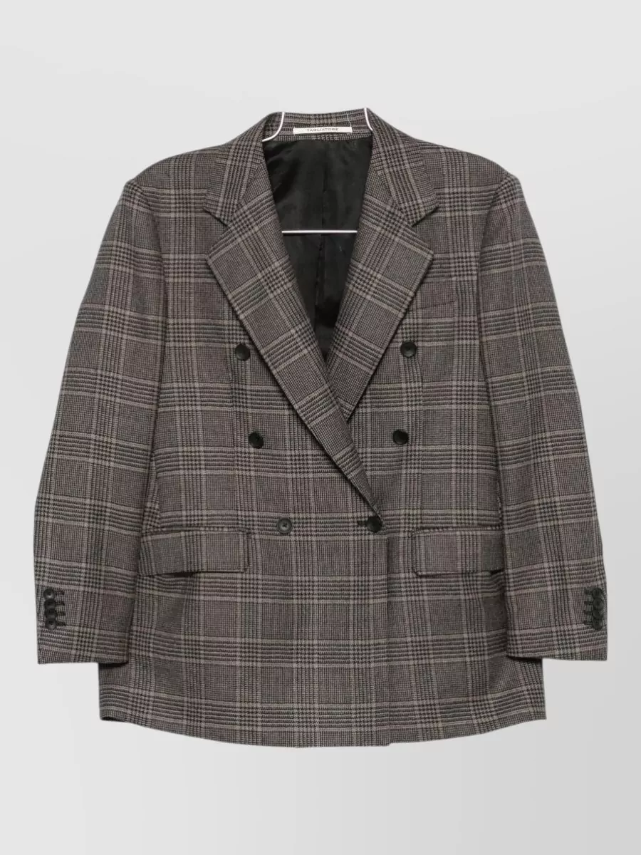 Tagliatore wool checked double-breasted suit jacket