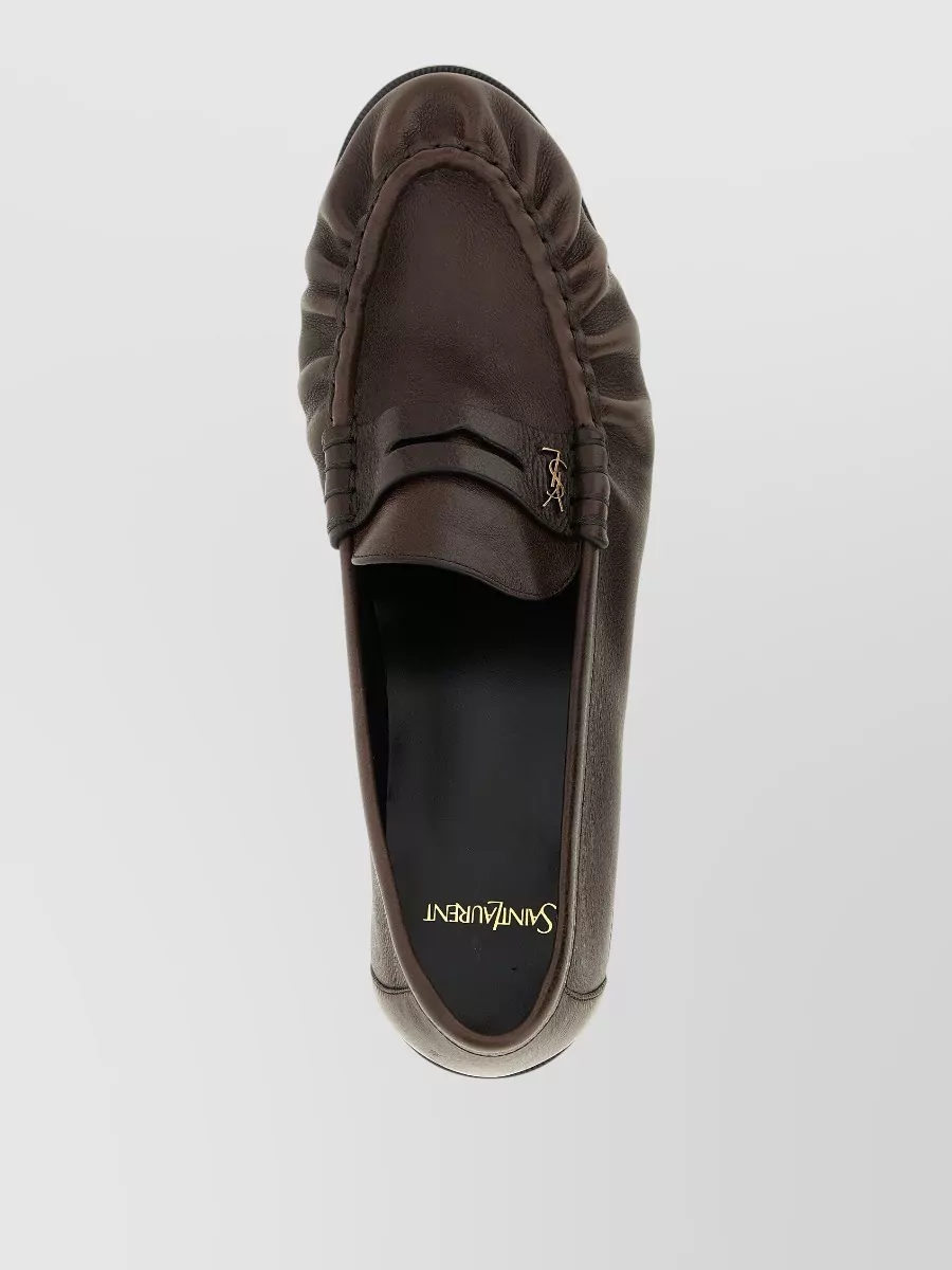 Saint Laurent Loafer Shoe Round Toe Ruched Design