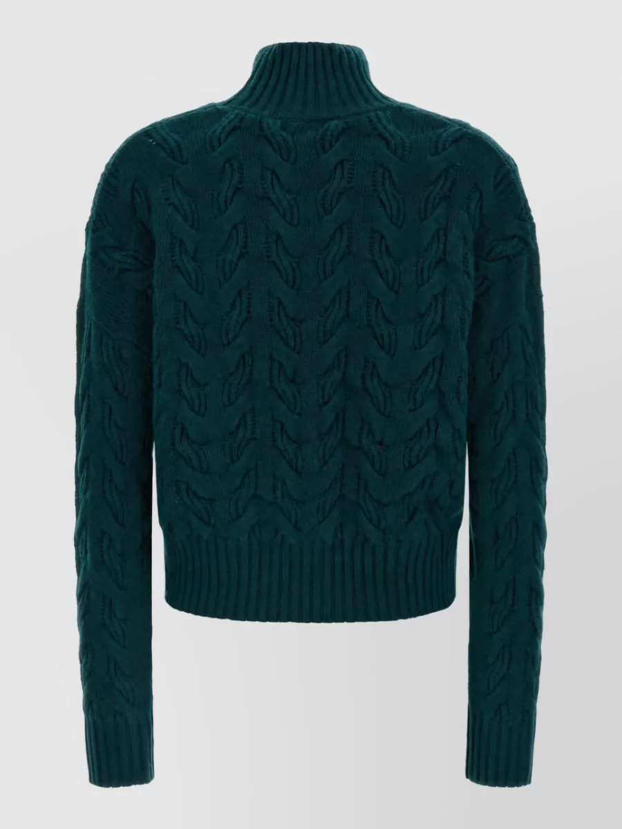 S Max Mara Cashmere Wool Cable-Knit High-Neck Cropped Jumper
