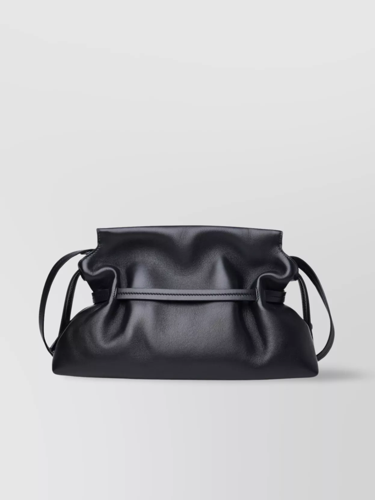 Off-white Gathered Leather Shoulder Bag With Strap Detail In Black