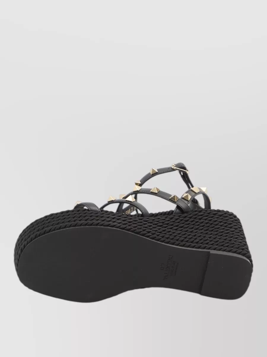 Valentino Garavani Leather Rockstud Wedge Sandals