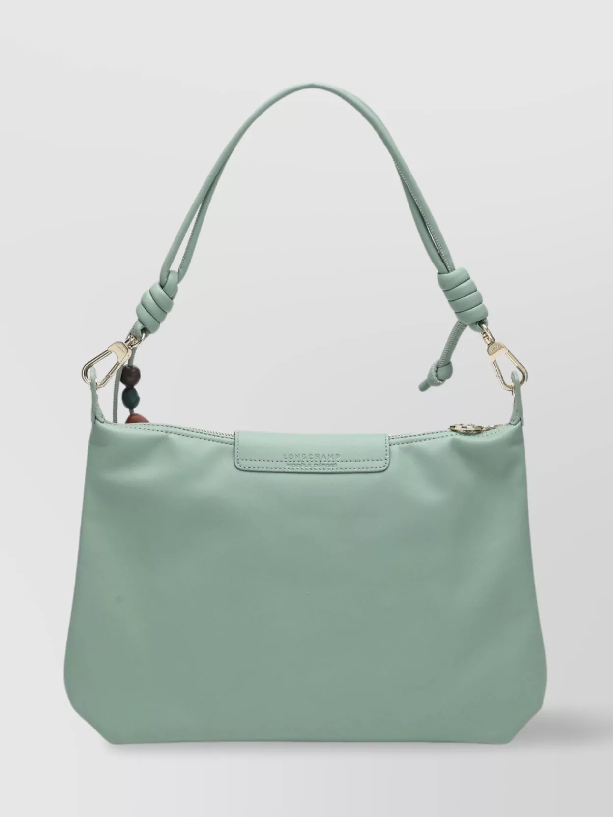 Longchamp Beaded Hobo Bag With Flap Pocket And Knotted Handle