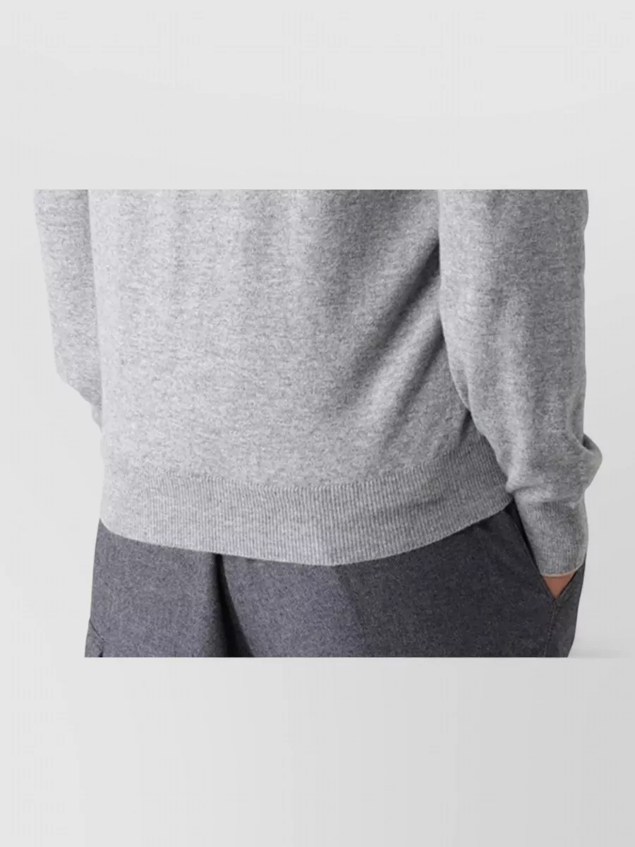 Brunello Cucinelli High Collar Knit Cardigan Ribbed Trims