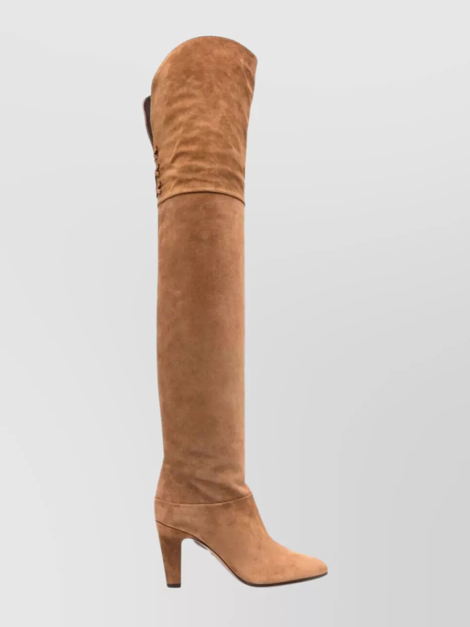 Chloé Over-the-knee Suede Almond Toe Boots In Brown