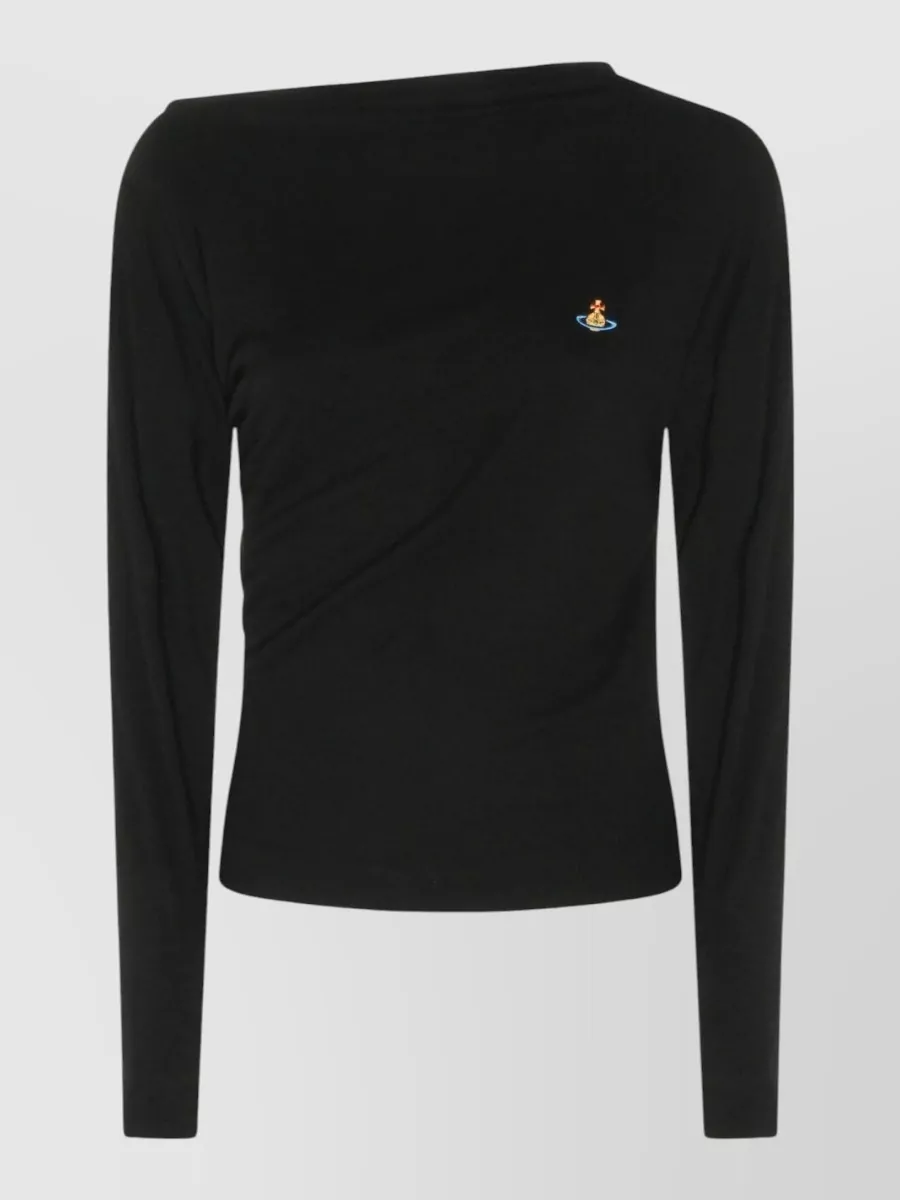 Vivienne Westwood ribbed asymmetric long-sleeve boat neck top