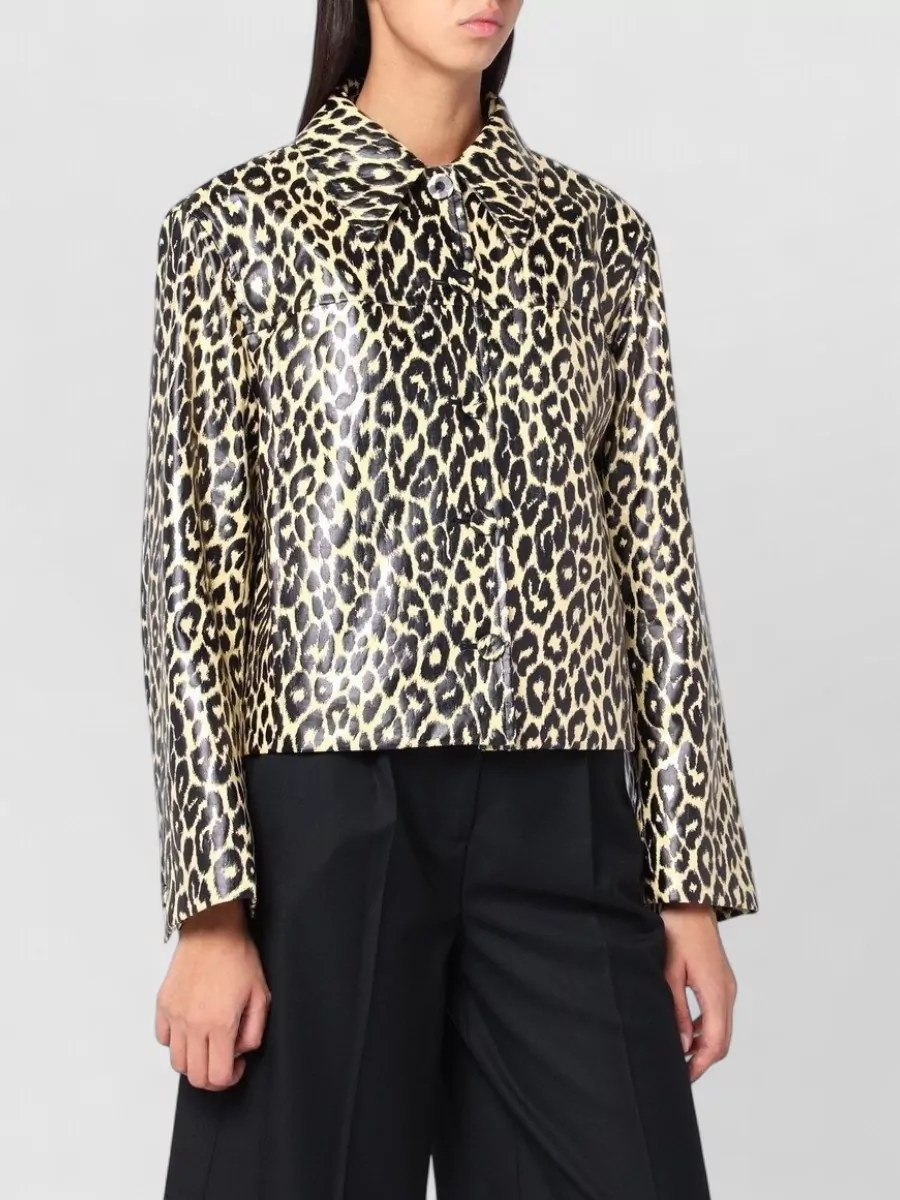 Jil Sander Leopard print single breasted coat