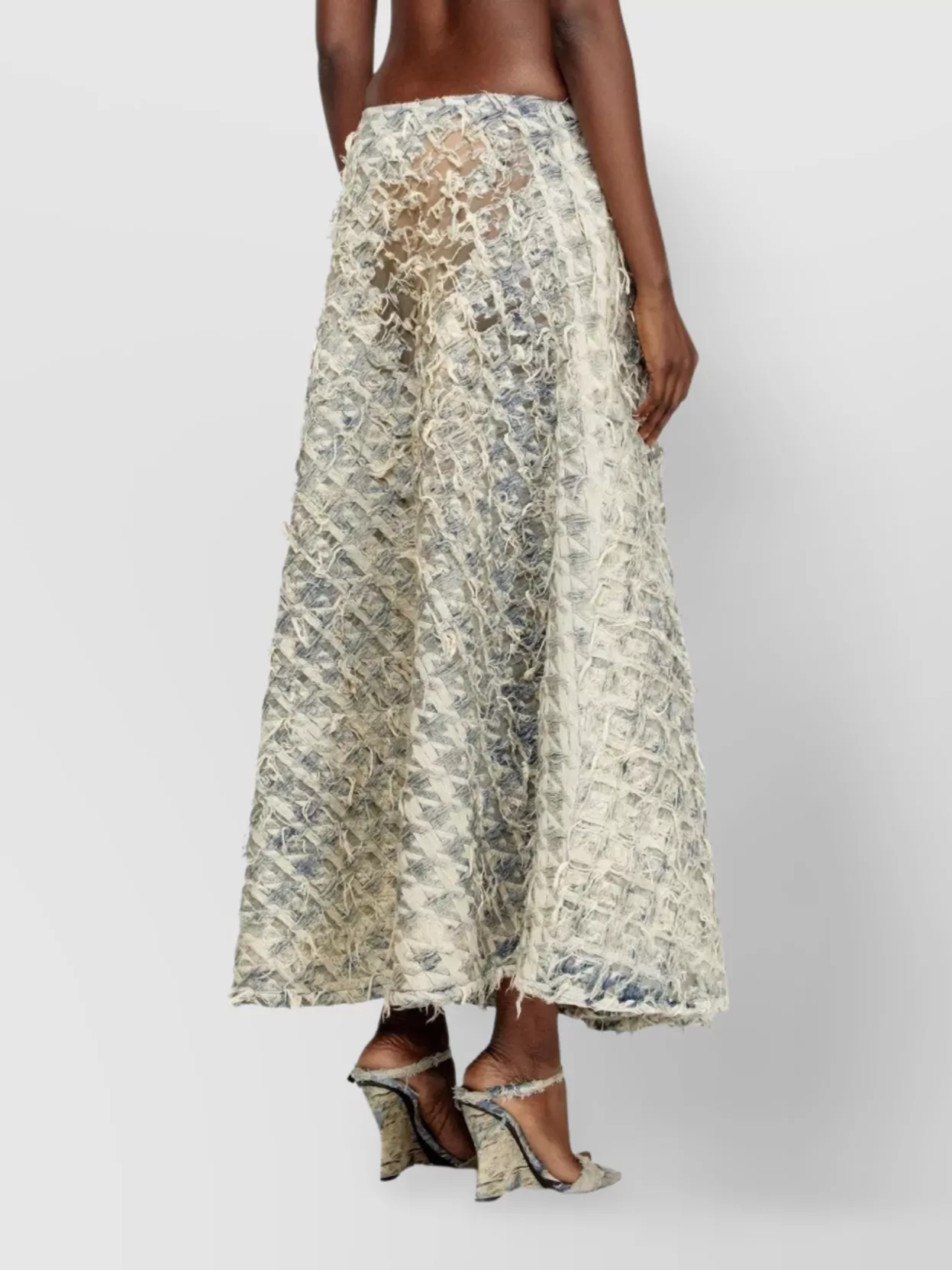 Diesel High Waist A-Line Skirt With Dévoré Effect