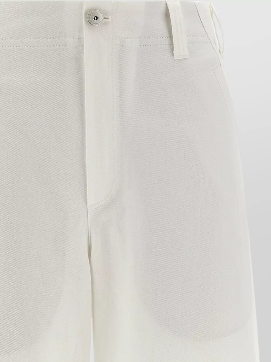 Brunello Cucinelli Cropped Wide-Leg Cotton-Linen Chino Trousers