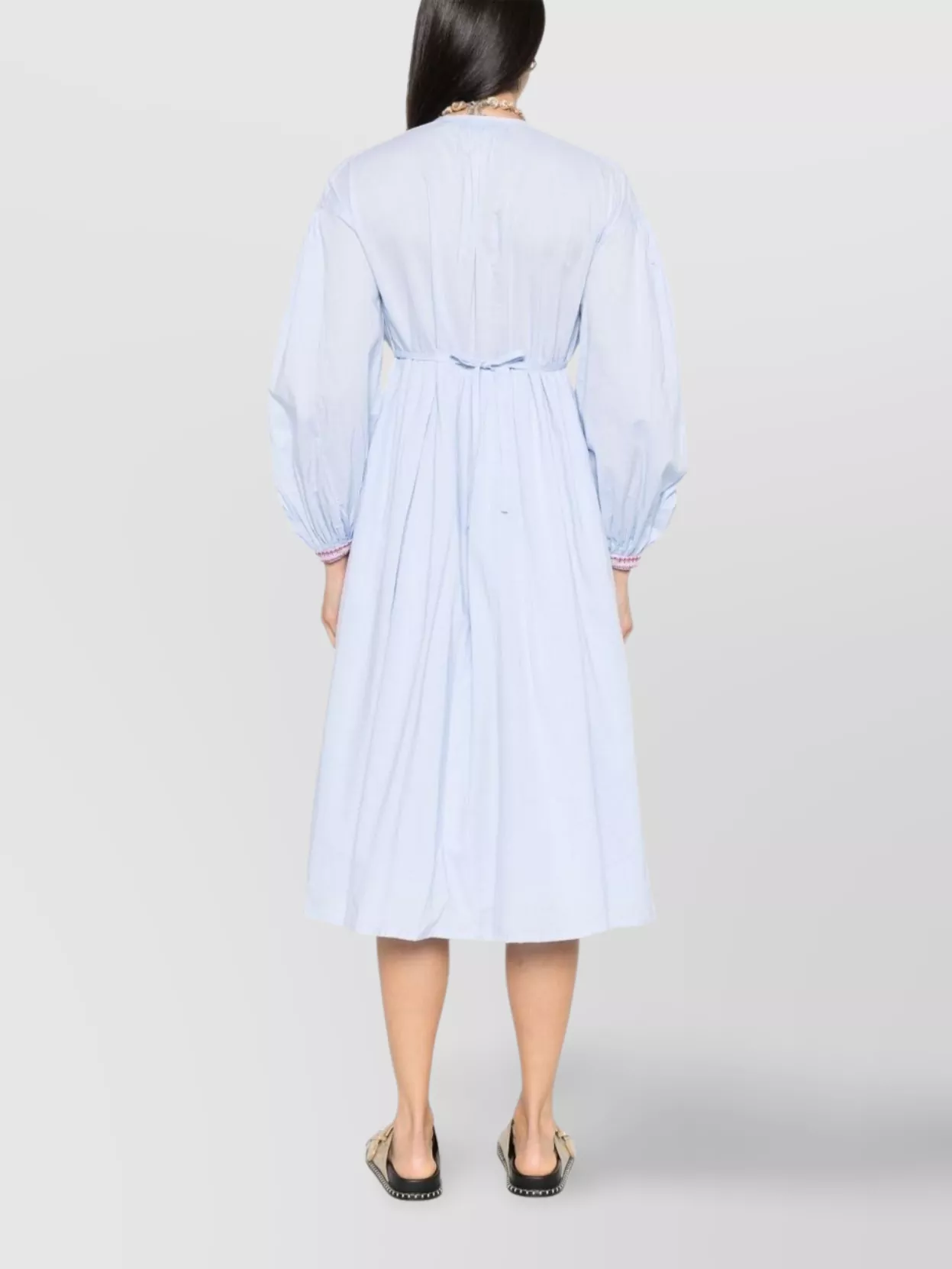 A.p.c. Anna Midi Dress With Pleated V-Neckline