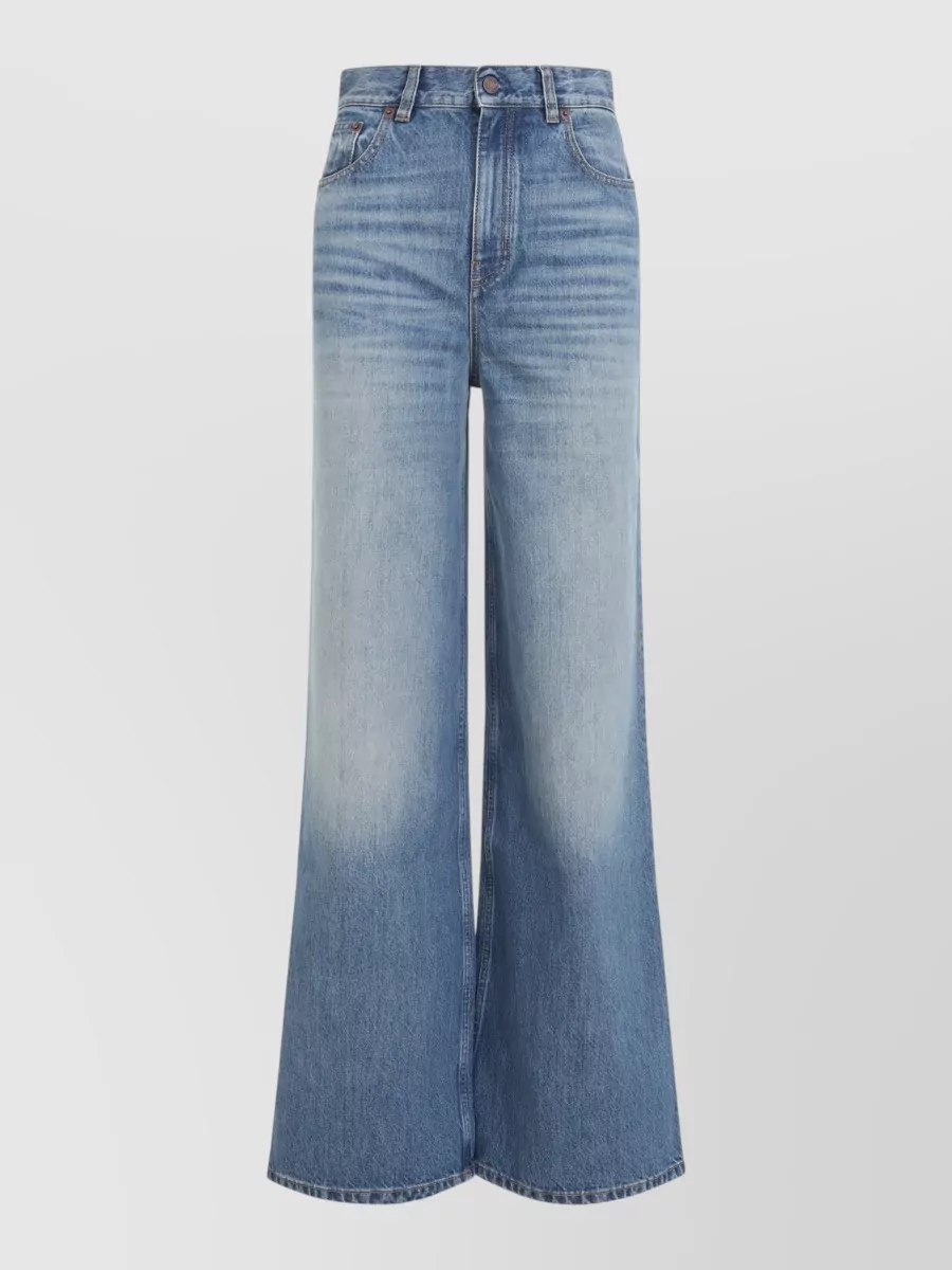 Chloé Wide Leg Jeans Belt Loops Five Pockets In Blue