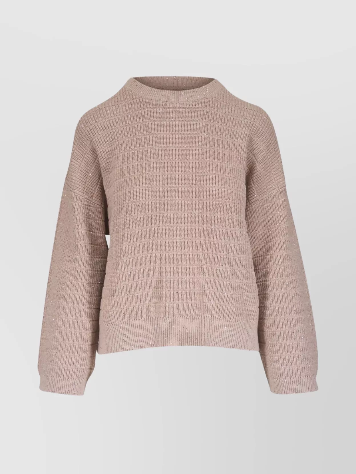 Brunello Cucinelli Diamond Cotton Crew Neck Sweater In Neutral