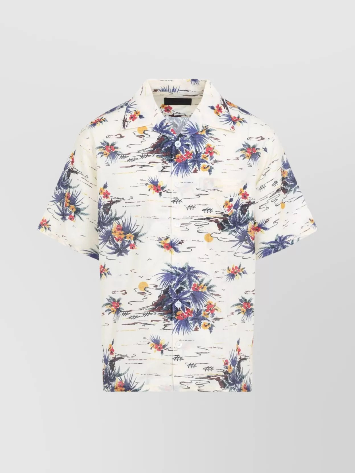 Prada Floral Print Short-sleeved Shirt In Grey