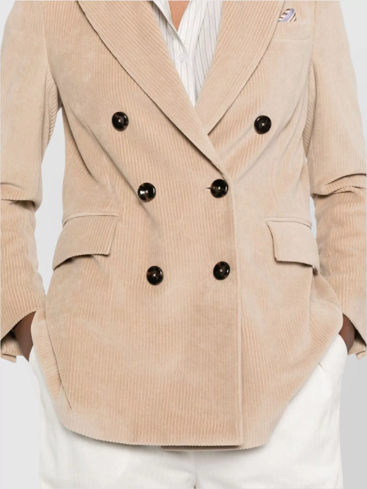 Circolo 1901 Double-Breasted Cotton Jacket Featuring Flap Pockets