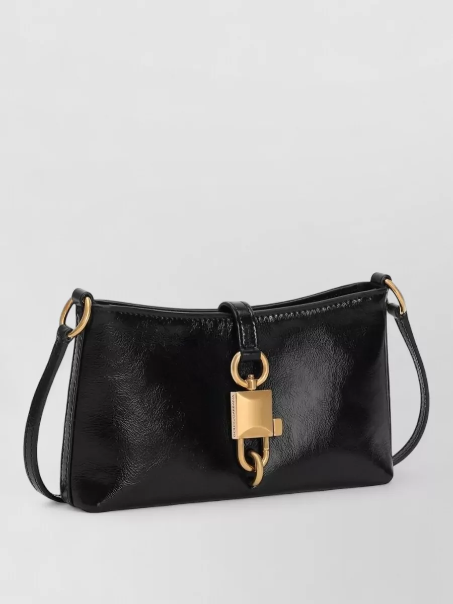 Dolce&Gabbana Calfskin Shoulder Bag Front Lock Detail