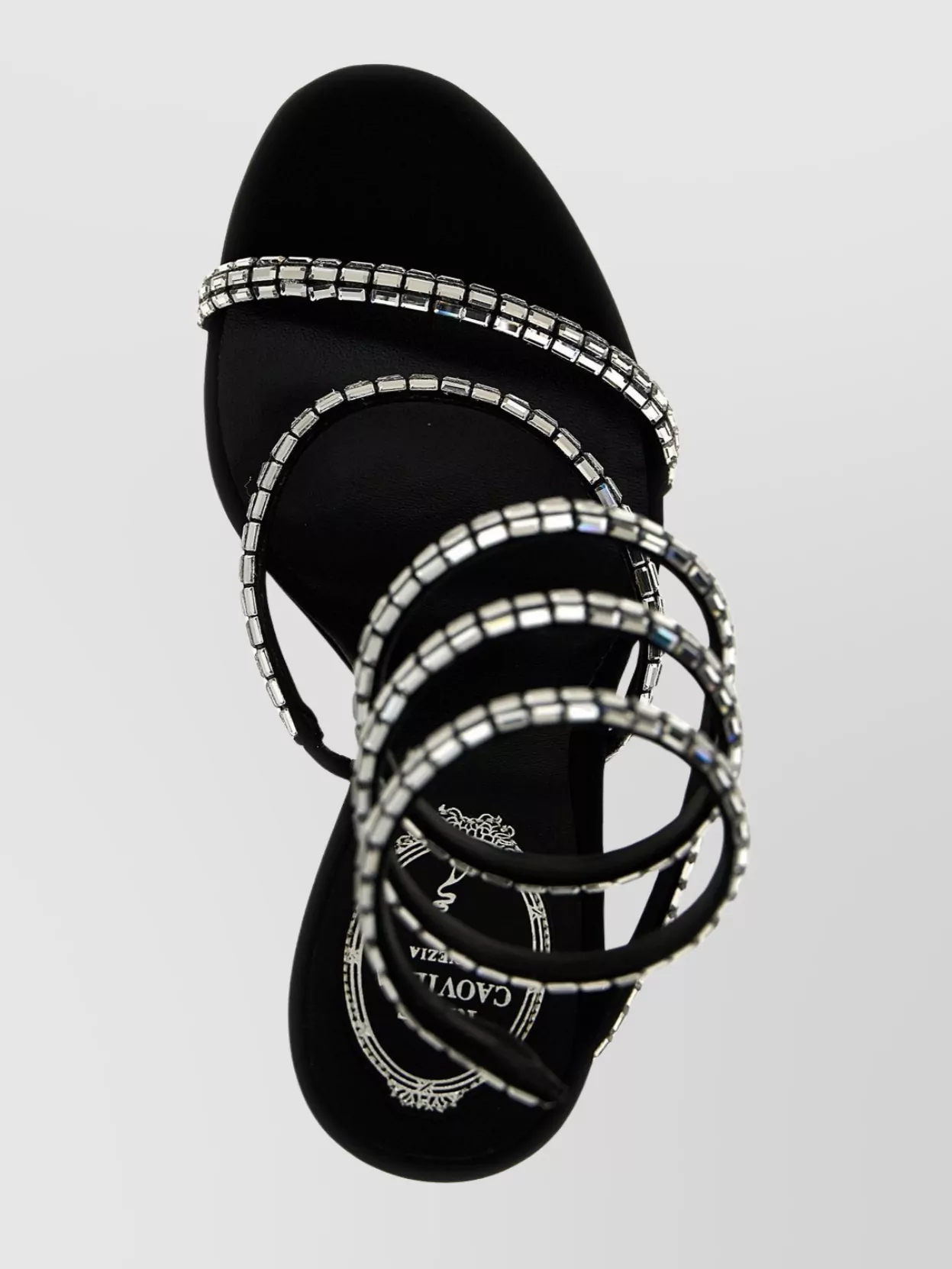 René Caovilla Chandelier Spiral Strap Stiletto Sandals In Black