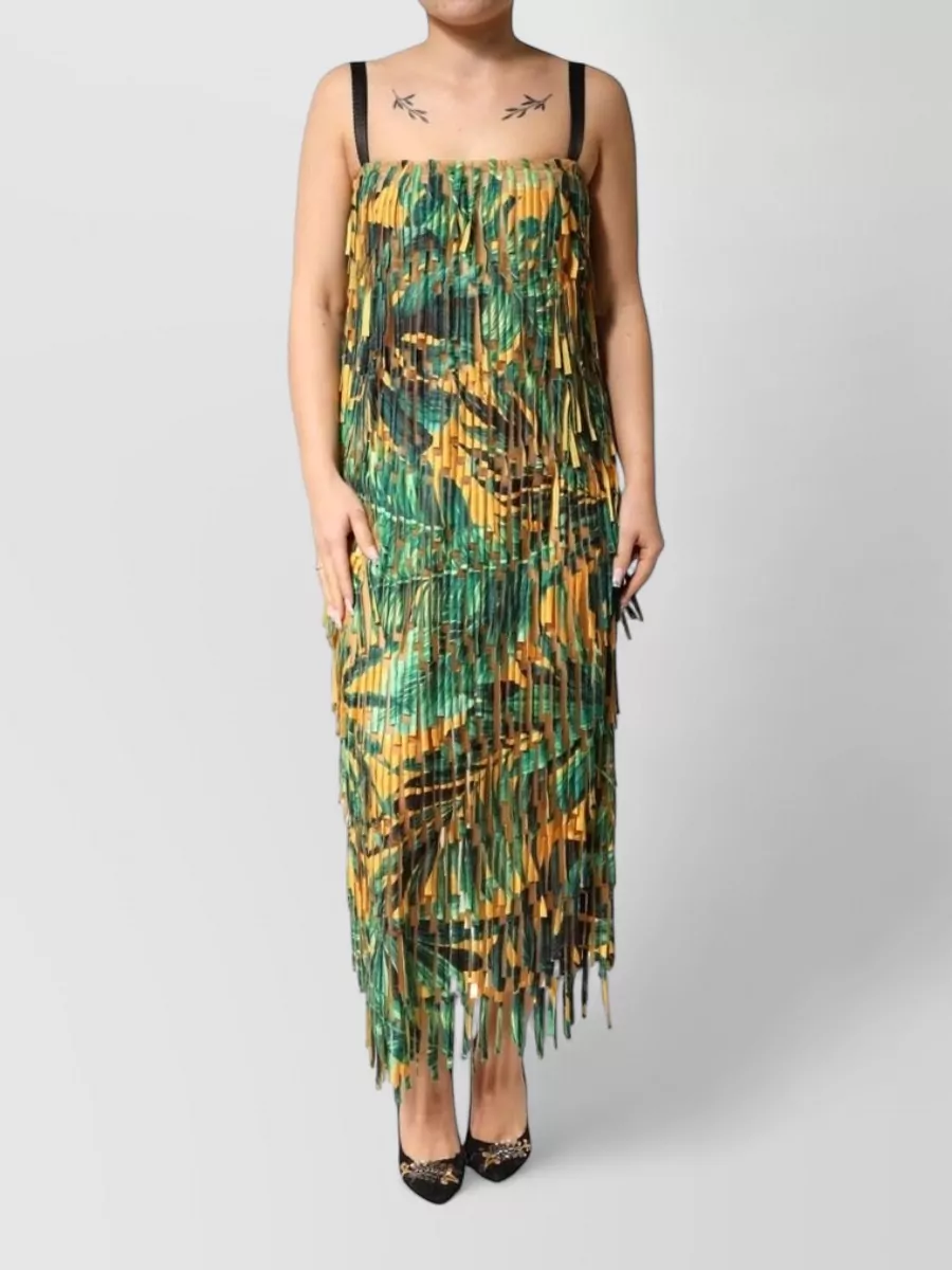 Dolce&Gabbana tropical print fringe maxi dress