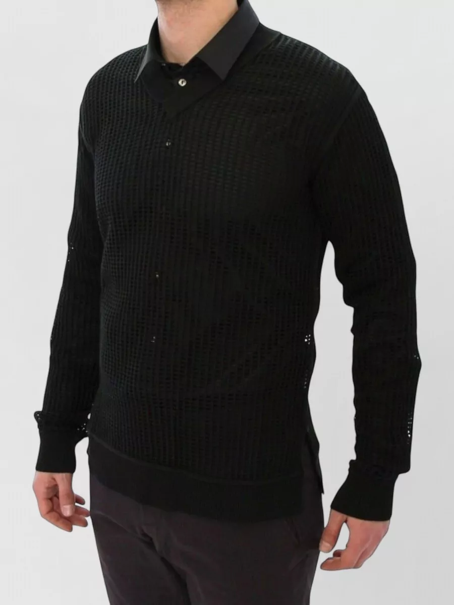 Dolce&Gabbana Cotton V-Neck Long-Sleeve Mesh Sweater