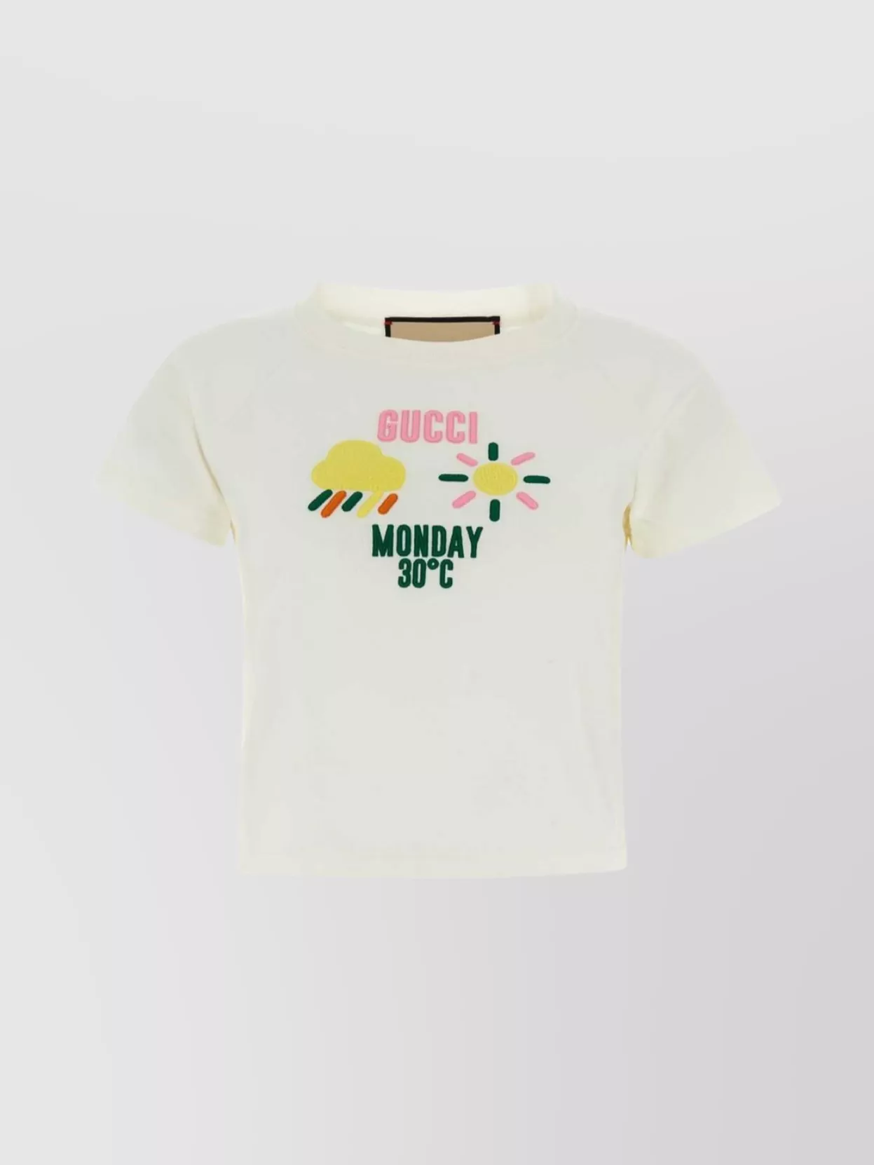 GUCCI COTTON T-SHIRT WITH CROPPED HEM AND GRAPHIC PRINT
