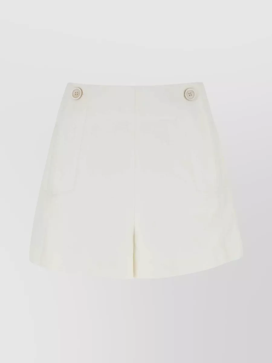 Shop Chloé Refined Wool Blend Shorts In Beige